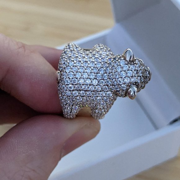 Designer Thomas Sabo Hugging Polar Bear Cubic Zirconia Sterling Silver Ring US S - Picture 3 of 6